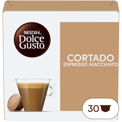 Front view of Cortado (30 pods) box