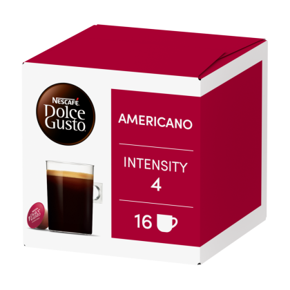 Front view of Americano (16 pods) box